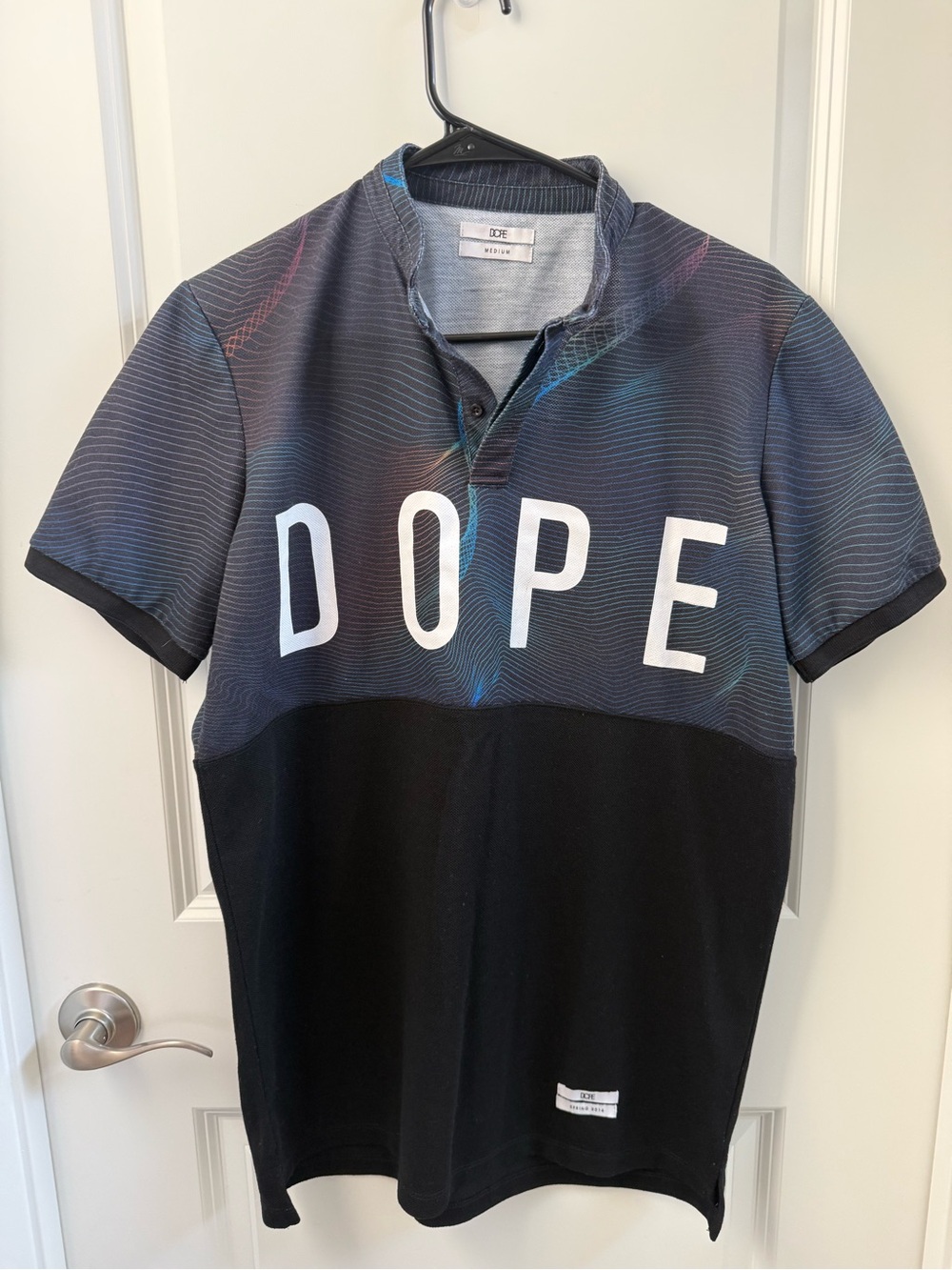 DOPE Black Polo with Subtle Blue & Purple Accents